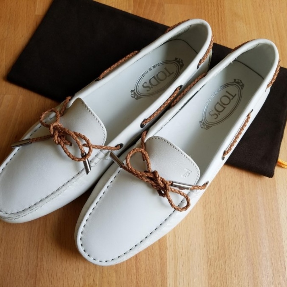 Tod's New Gommino Driving Shoes Loafer White 39.5 - Picture 1 of 8